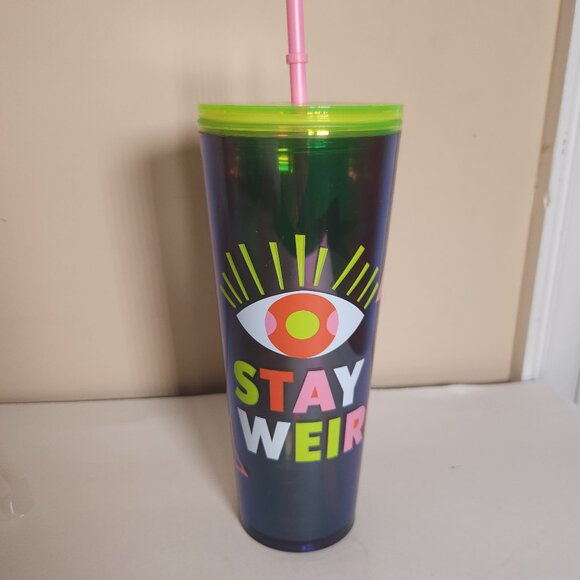 Starbucks 2023 Stay Weird EVIL EYE Neon Lime Green Venti 24 Oz Cold Cup - Picture 11 of 14